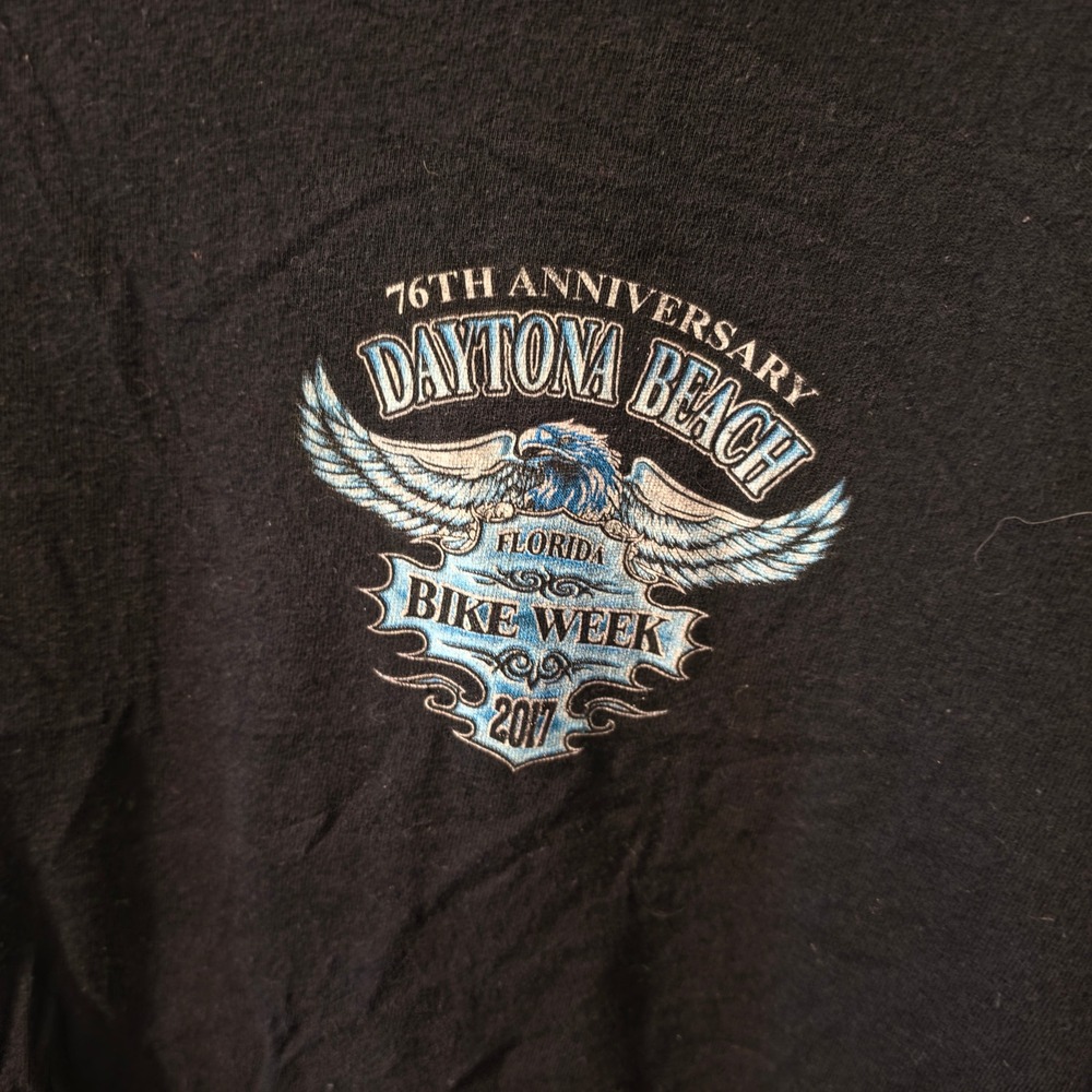 Daytona Beach Bike Week 2017 76th Anniversary Long Sleeve Black Tee Mens M - Picture 4 of 7